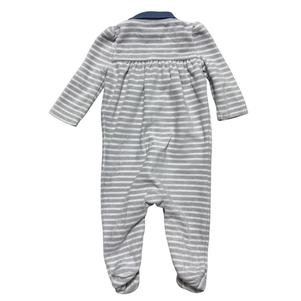 Ralph Lauren Baby Striped Cotton Velour Footed Coverall Size 3 Month